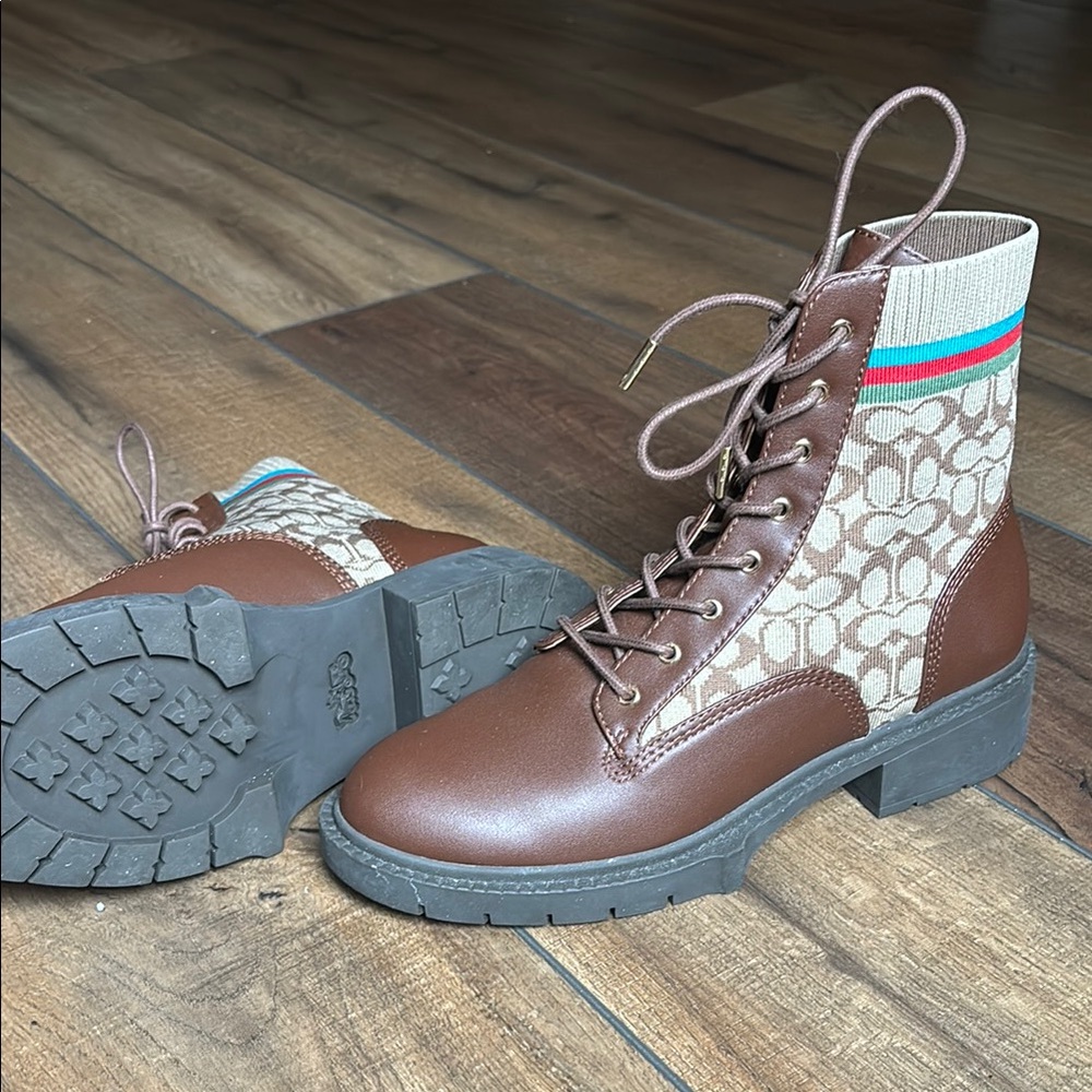 Brown Lace-Up Ankle Boots